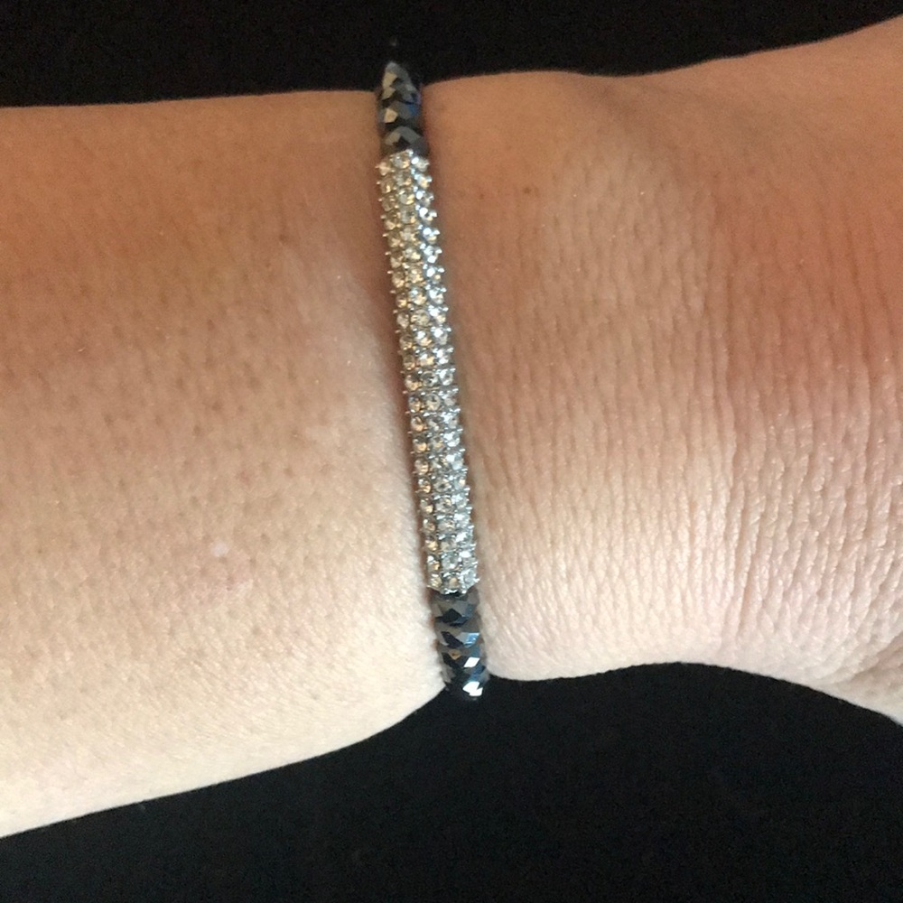 Lia Sophia hematite and cz stretch bracelet